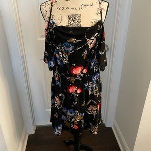 NWT Express floral drapey front cross back dress